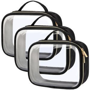 Tsa Approved Toiletry Bag, 3 Pack Clear Makeup Bags With Handle Large Opening,🐯